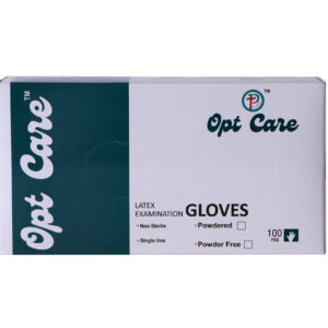 OptCare Latex Examination Gloves 50 Pair Box - Powdered, Front View