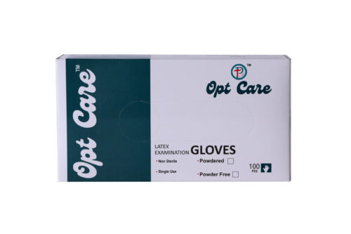 OptCare Latex Examination Gloves 50 Pair Box - Powdered, Front View