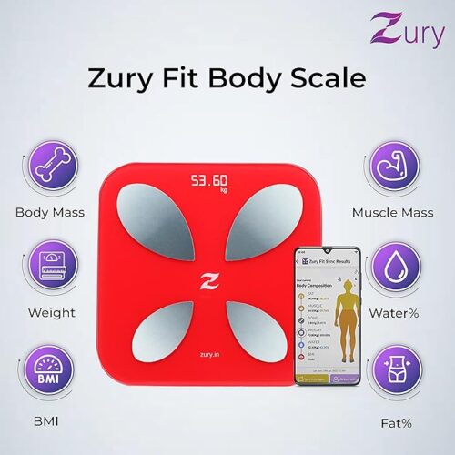 Optcare Exclusive: Zury Fit Body Scale - Red Body Fat Analyzer