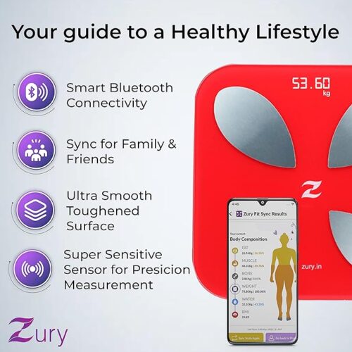 Zury Fit Body Scale - Red BMI and Skeletal Muscle Analyzer