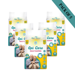 OptCare Adult Pants Pack of 5 (Medium, 10 Diapers Each) for superior absorption and comfort.