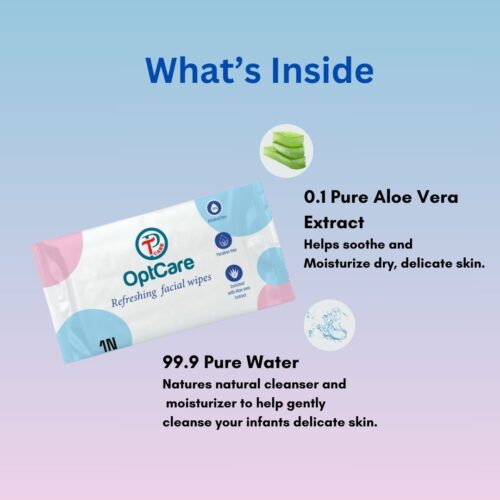 OptCare Refreshing and Cleansing Wet Wipes | PH Balanced | Alcohol Free | Aloevera Enriched | Pack of 100 Single Wipes (100)